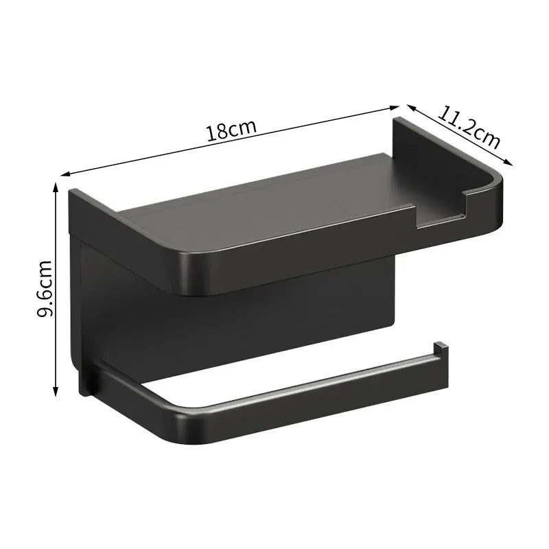 Suporte de papel higiênico, rolo de papel para parede do banheiro, armazenamento de telefone.