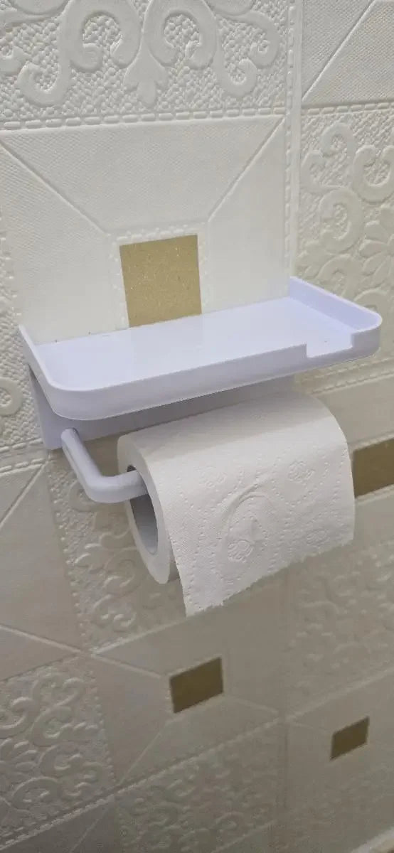 Suporte de papel higiênico, rolo de papel para parede do banheiro, armazenamento de telefone.