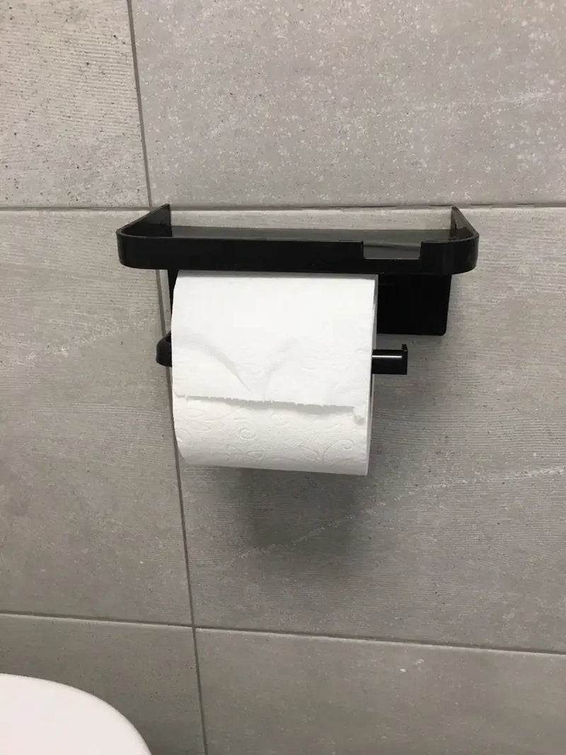 Suporte de papel higiênico, rolo de papel para parede do banheiro, armazenamento de telefone.