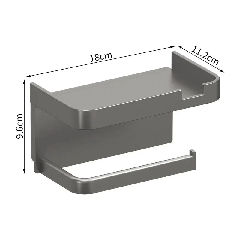 Suporte de papel higiênico, rolo de papel para parede do banheiro, armazenamento de telefone.