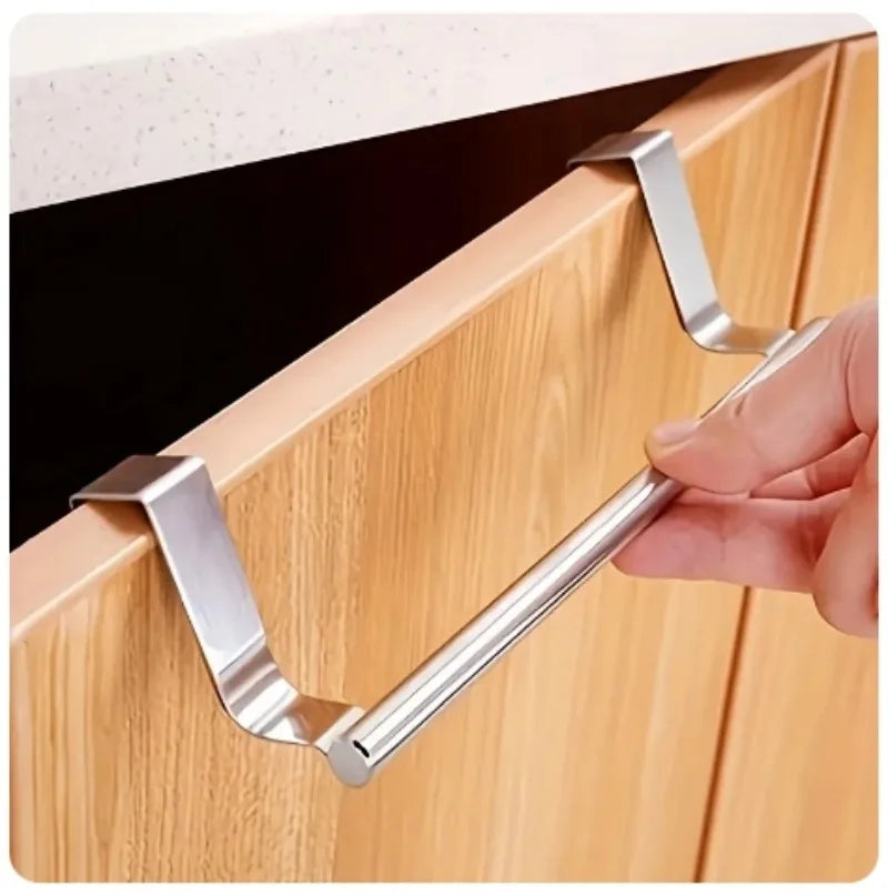 Toalheiro sobre a porta, barra de toalhas de aço inoxidável, organizador de armazenamento, porta de armário de cozinha e banheiro, toalheiro suspenso.
